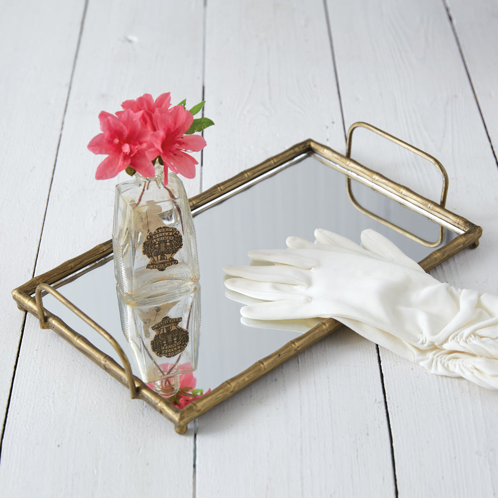 Antoinette Mirror Metal Bamboo Tray