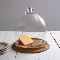 Medium Glass Bell Shaped Cloche with Wood Base - Manna Home