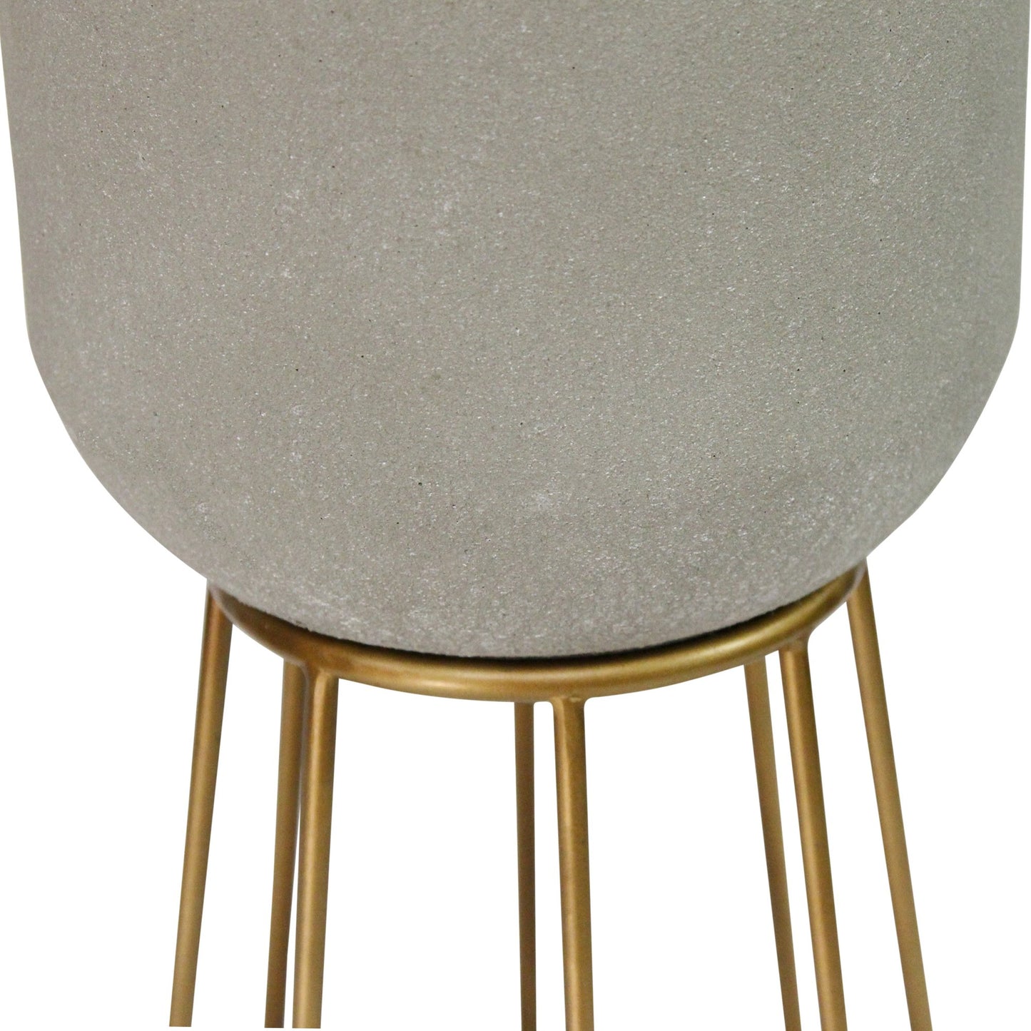 Faux Cement And Golden Metal Decorative Plant Stand - Manna Home