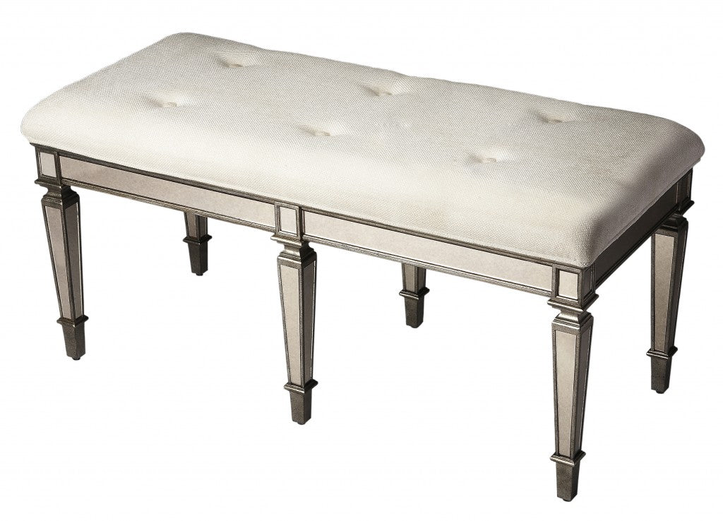 Silver Mirrored Antique Bench - Manna Home