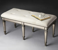 Silver Mirrored Antique Bench - Manna Home