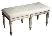 Silver Mirrored Antique Bench - Manna Home