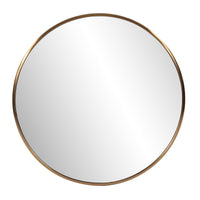 32" Antiqued Brushed Brass Round Wall Mirror - Manna Home