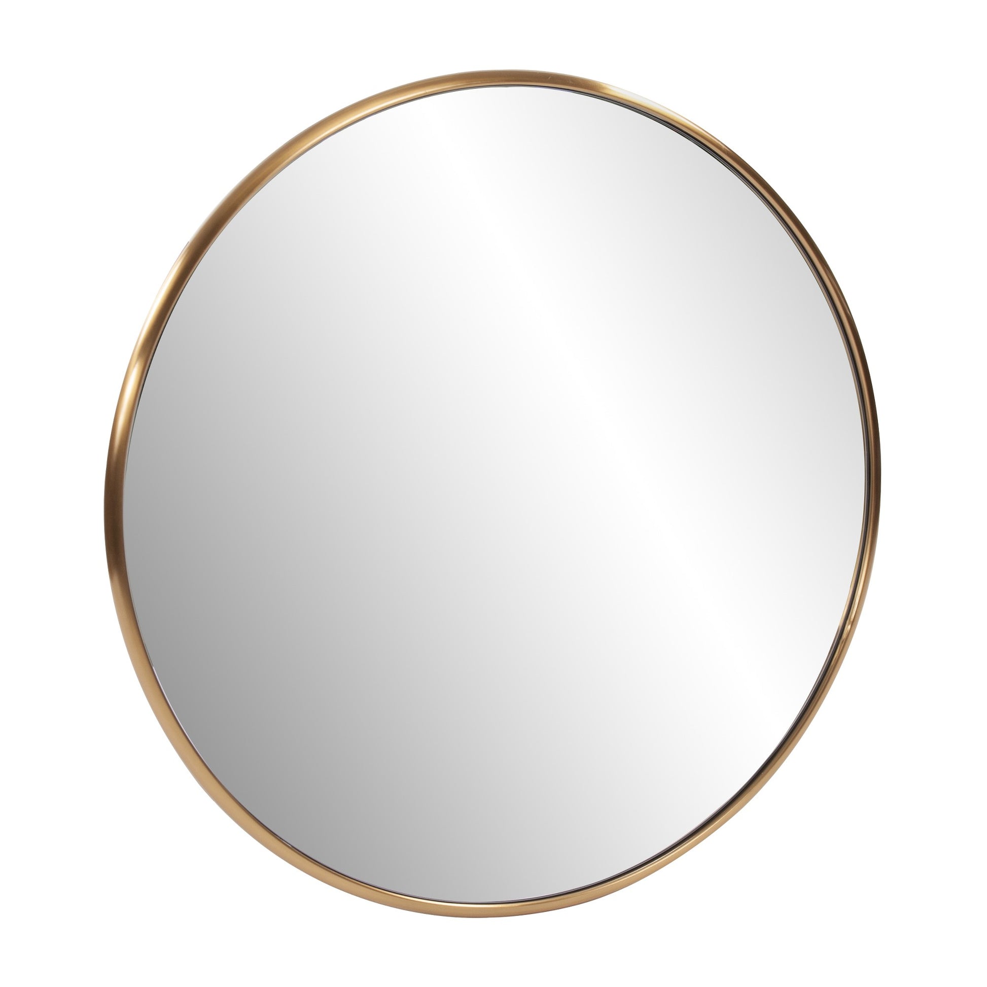 32" Antiqued Brushed Brass Round Wall Mirror - Manna Home