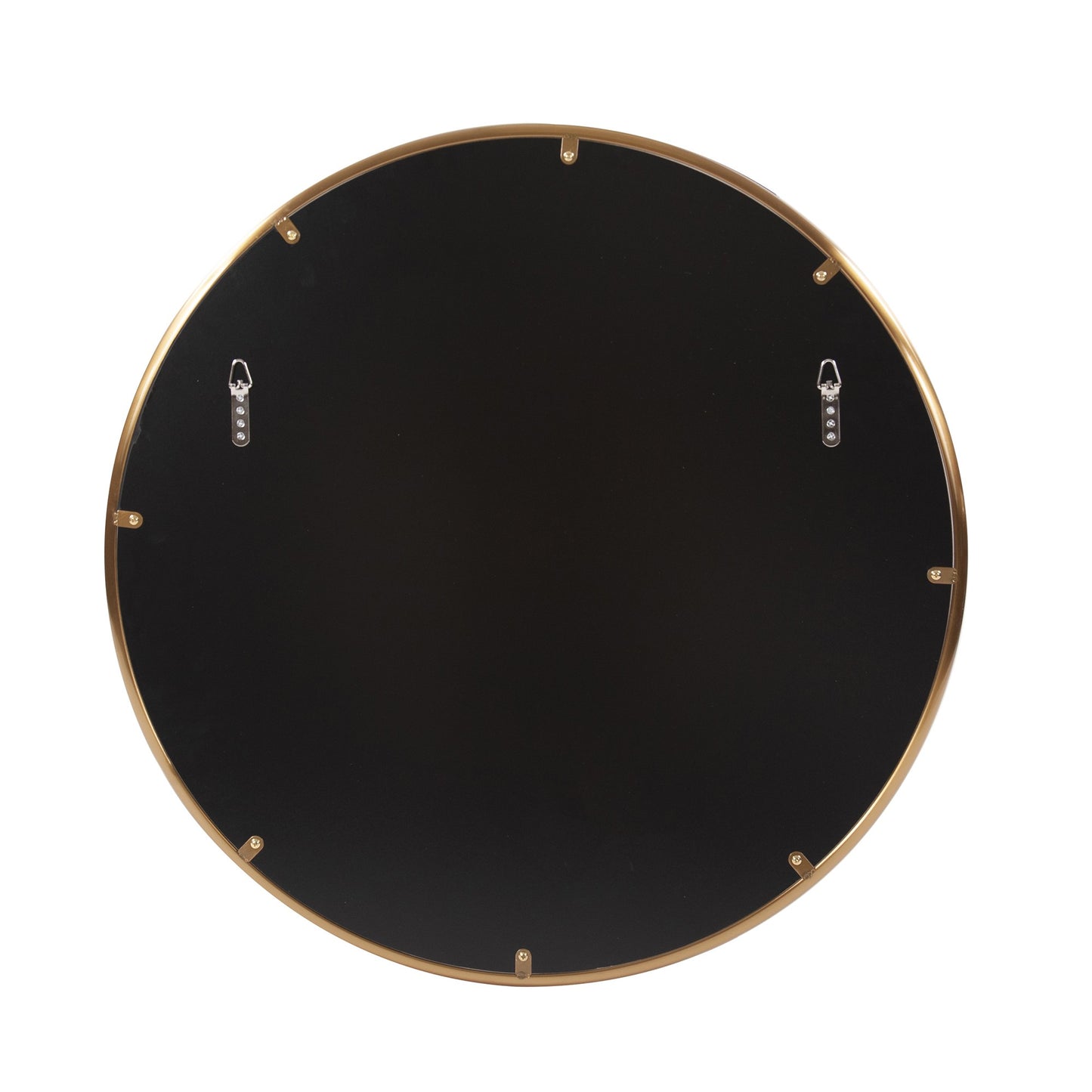 32" Antiqued Brushed Brass Round Wall Mirror - Manna Home