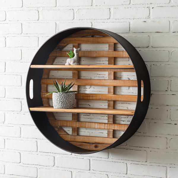 Round Wood and Metal Wall Display - Manna Home