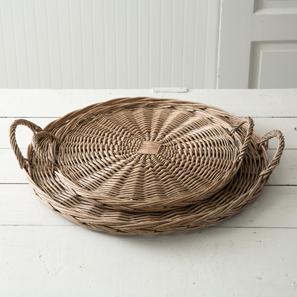 Large Round Wicker Trays - Manna Home