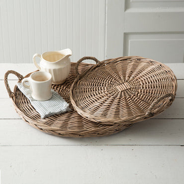 Large Round Wicker Trays - Manna Home