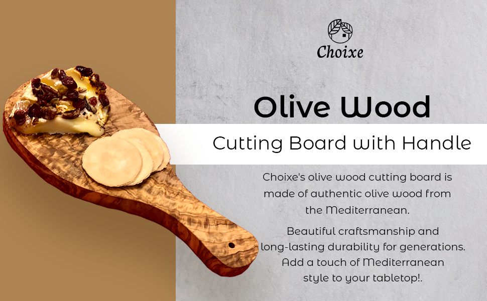 Olive Wood Cutting Board with Handle