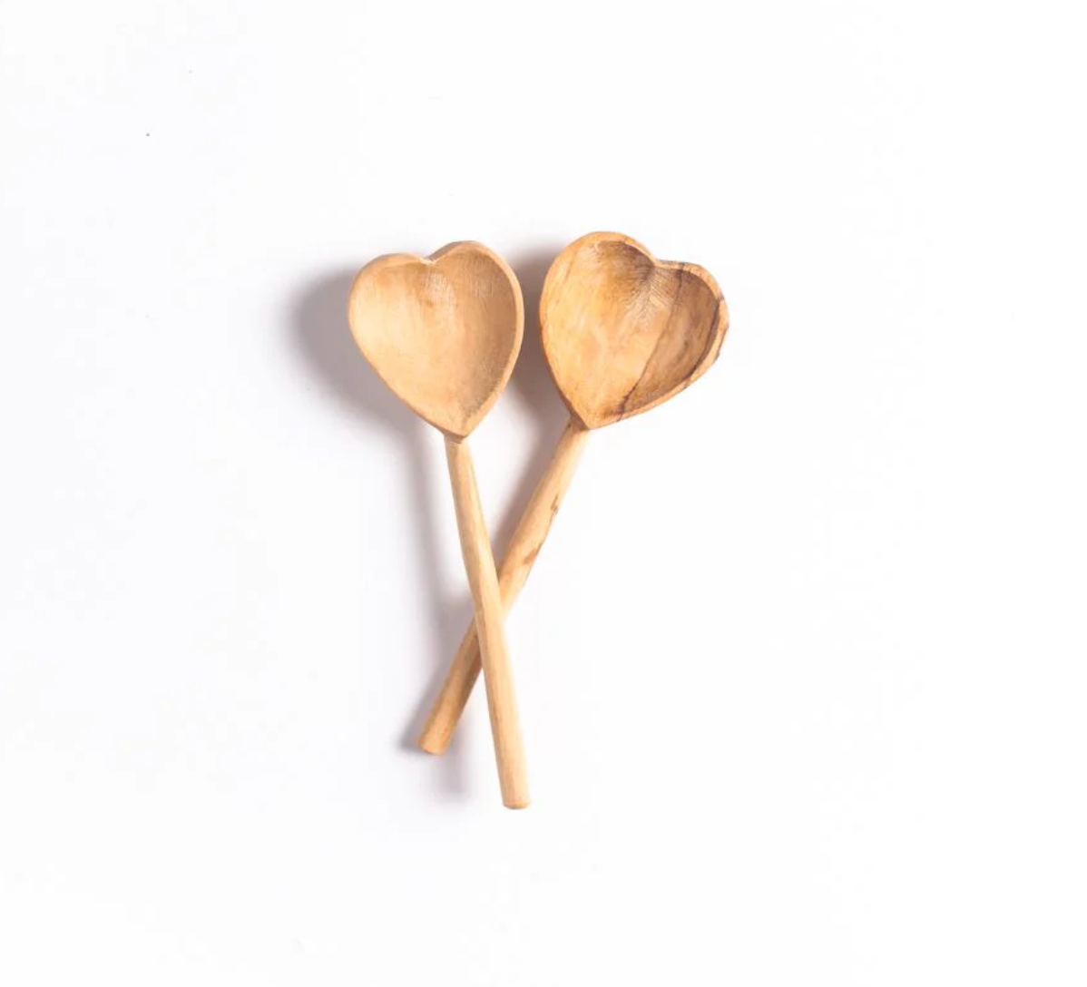 Olive Wood Heart Teaspoon Pair - Manna Home