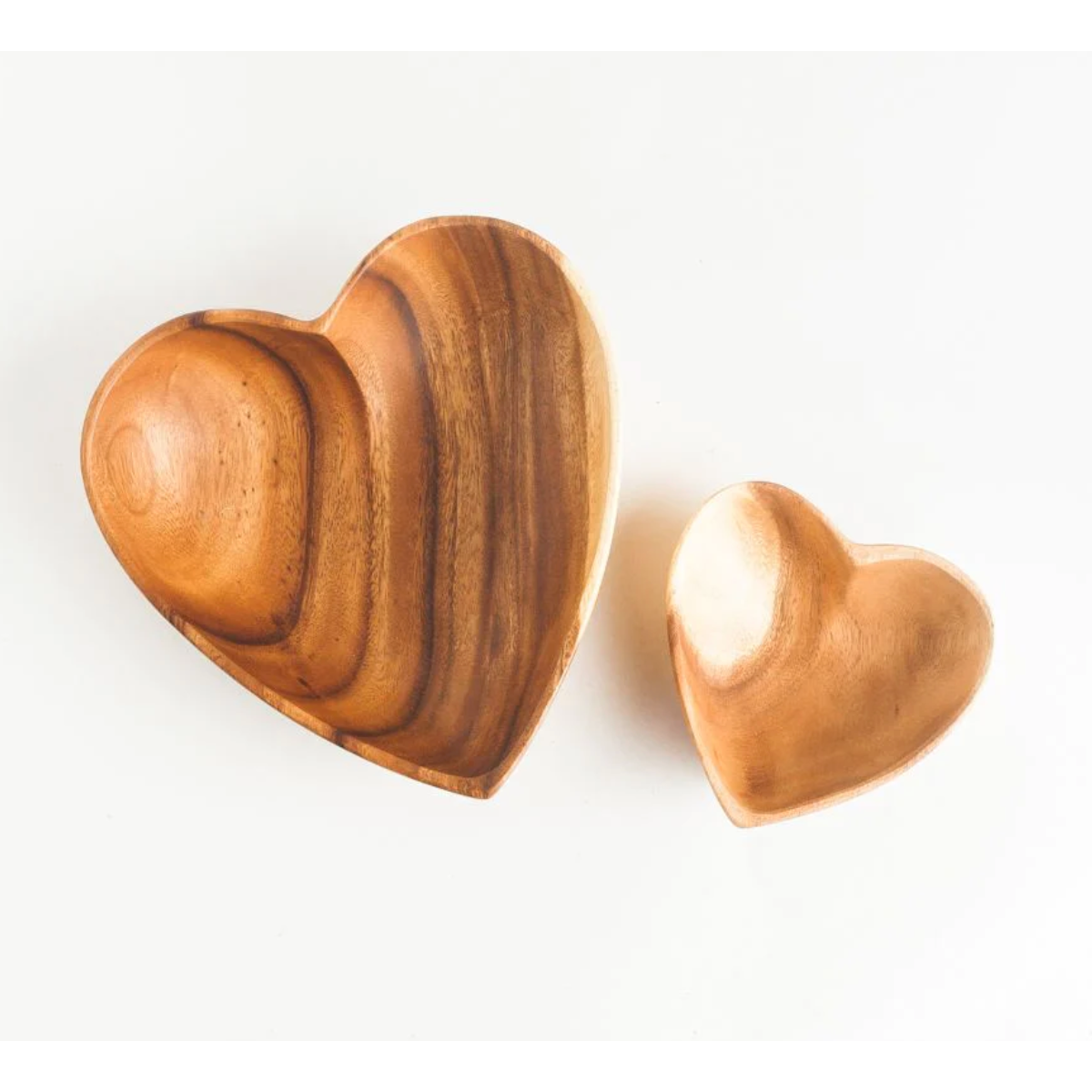 Acacia Wood Heart Bowl Set - Manna Home