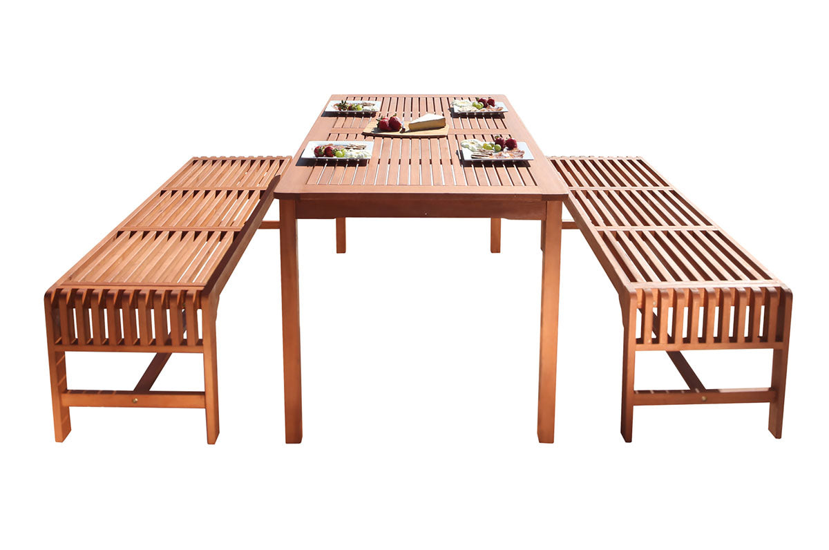 Malibu Eco-Friendly 3 Piece Wood Outdoor Dining Set