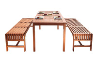 Malibu Eco-Friendly 3 Piece Wood Outdoor Dining Set