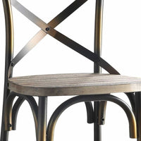 High Back Antiqued Copper Oak Bar Stool