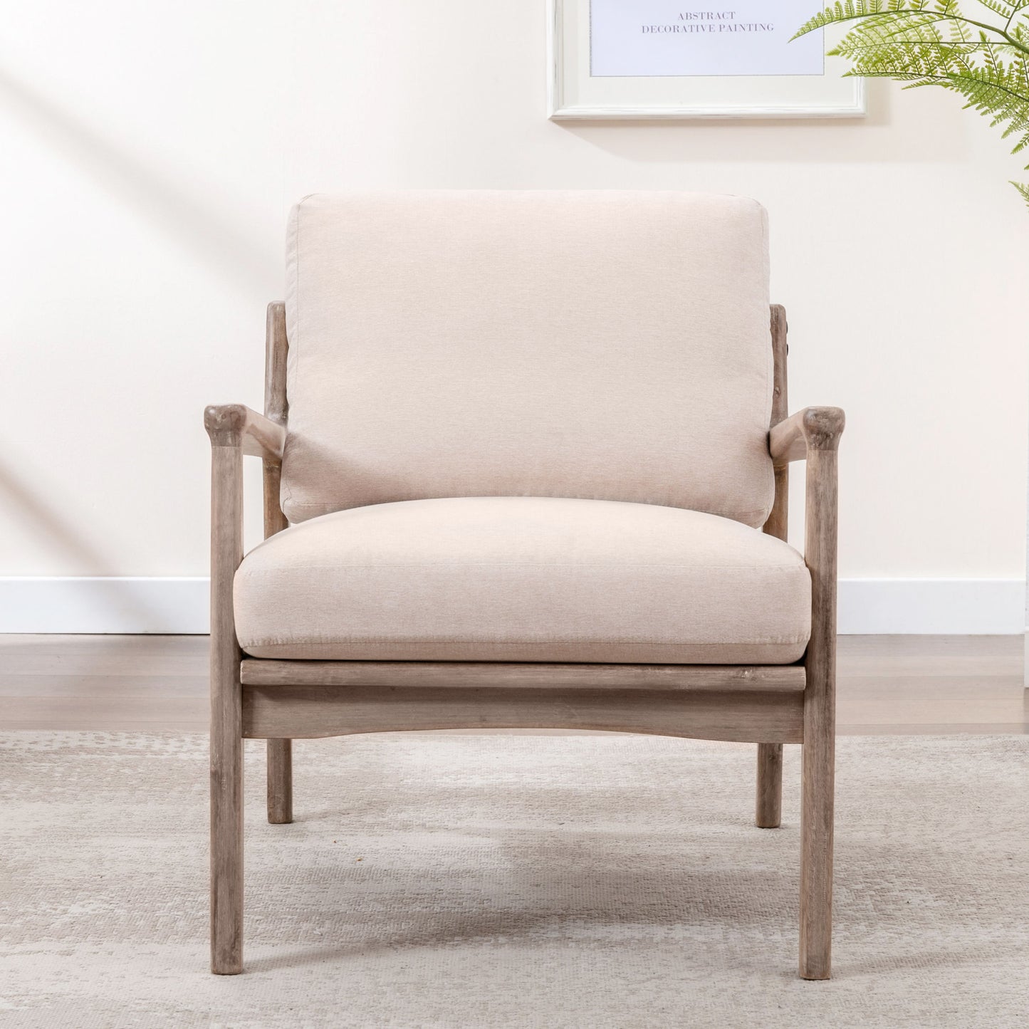 Tan Linen Arm Chair