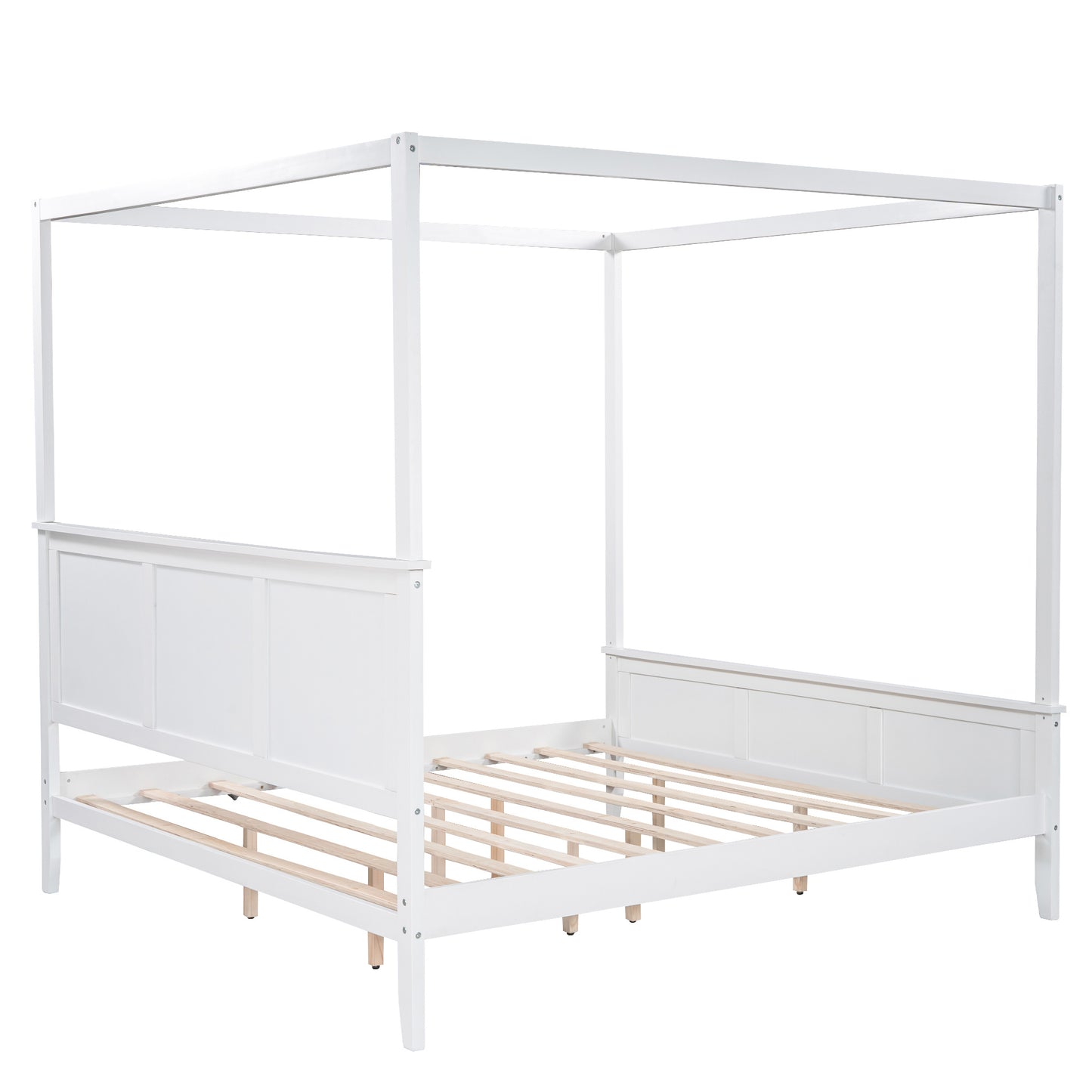 Santillana Canopy Bed in White - King