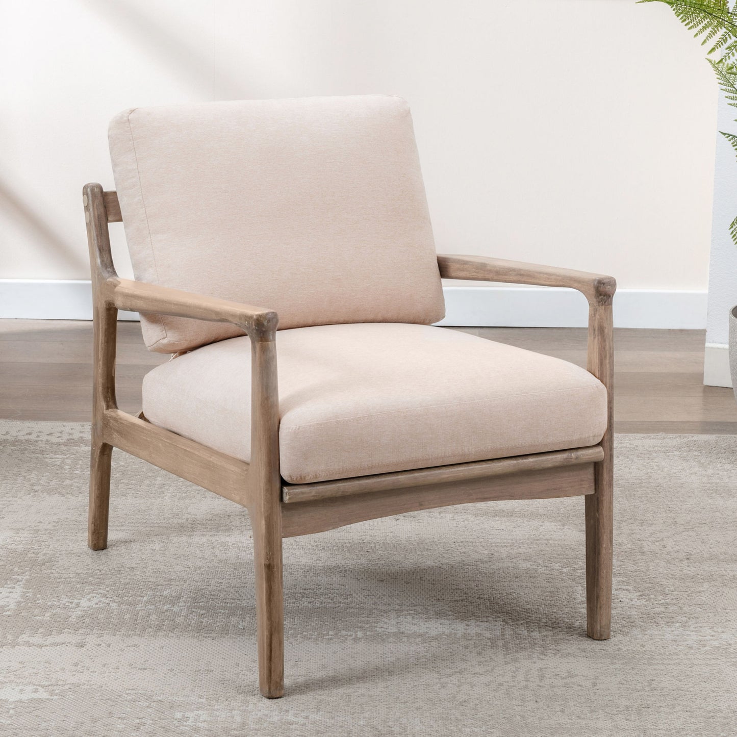 Tan Linen Arm Chair