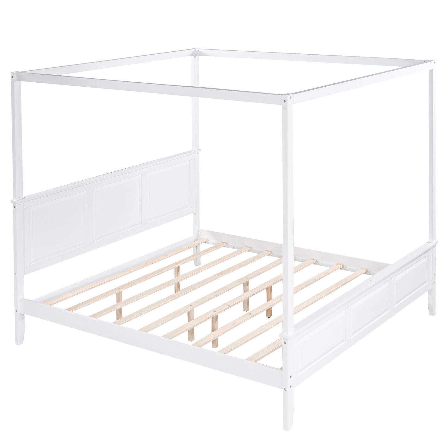 Santillana Canopy Bed in White - King