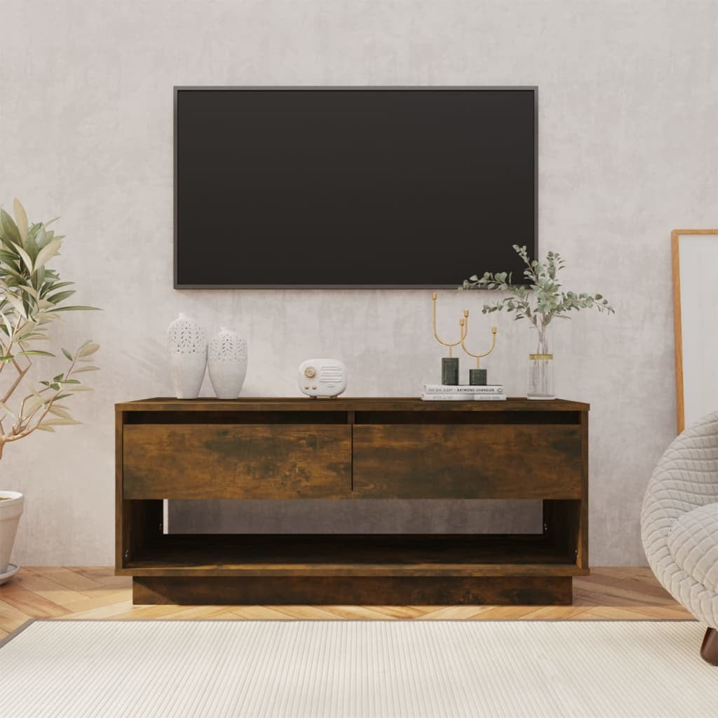 Arriba TV Cabinet in Smoked Oak Chipboard