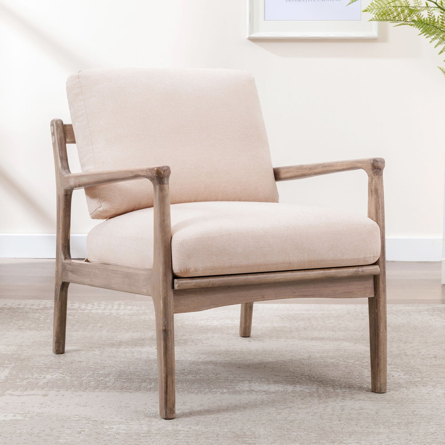 Tan Linen Arm Chair