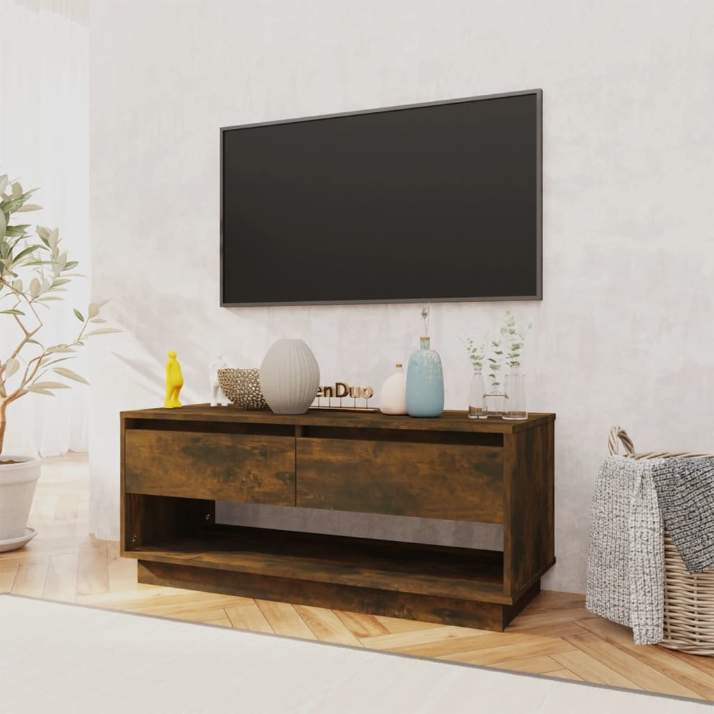 Arriba TV Cabinet in Smoked Oak Chipboard