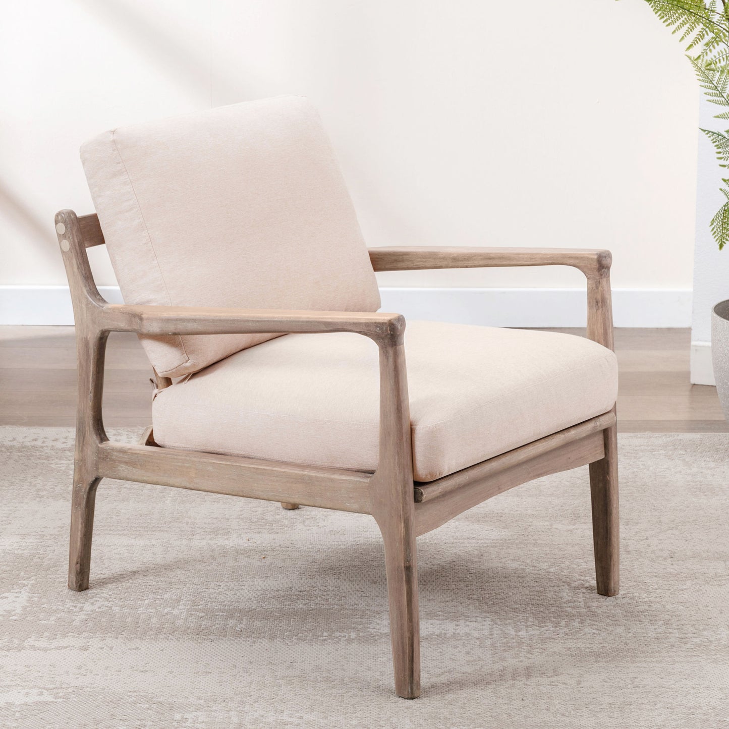 Tan Linen Arm Chair