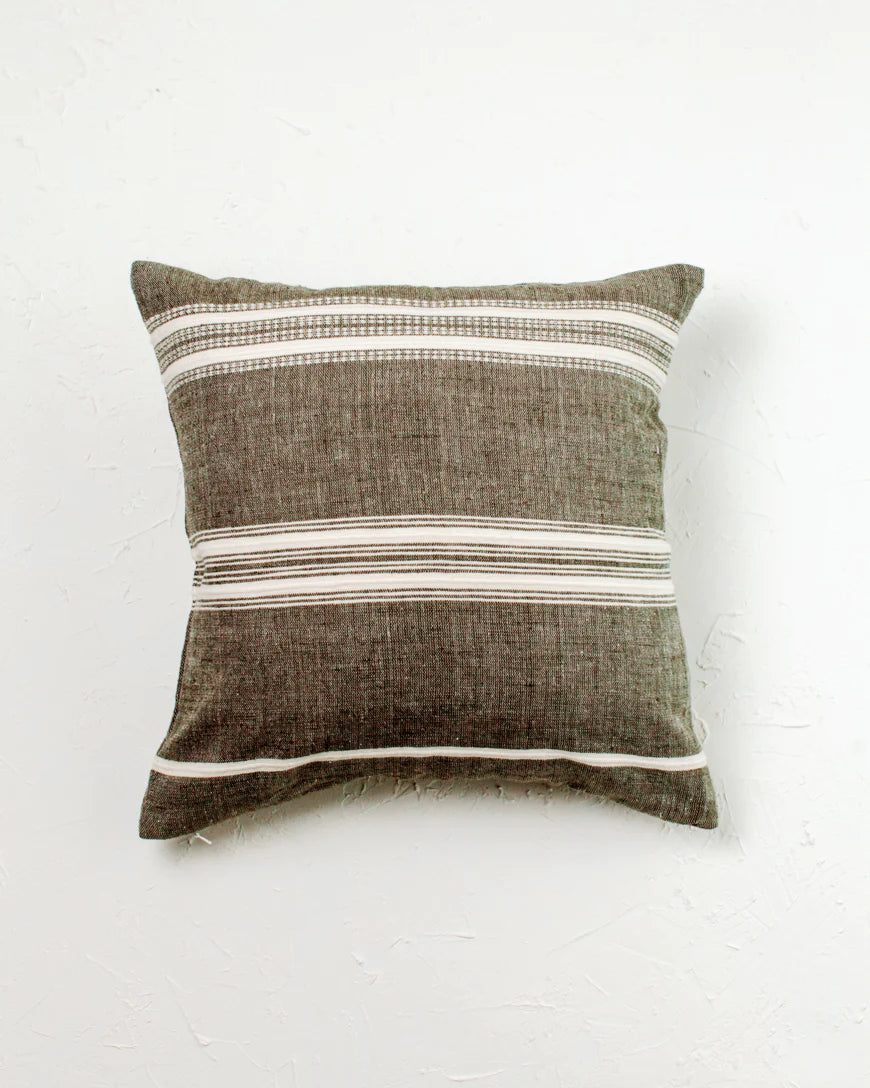 Aden Throw Pillow with insert - Grey with Natural