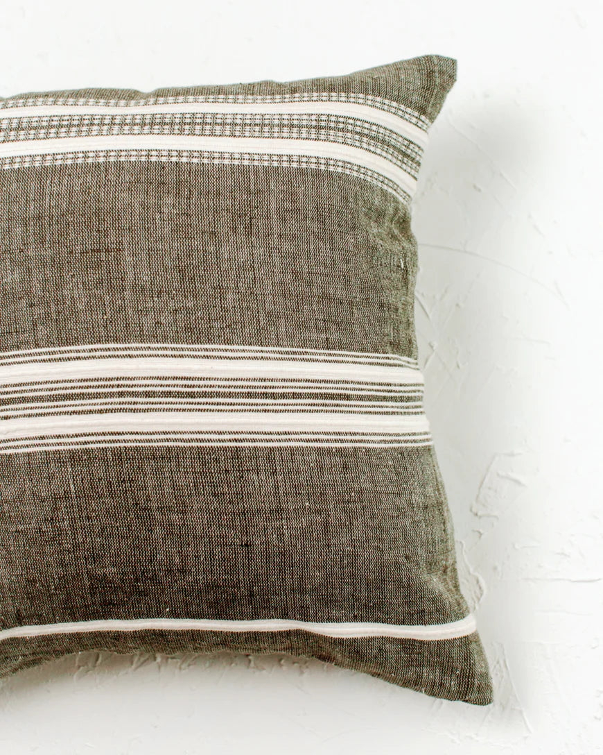 Aden Throw Pillow with insert - Grey with Natural