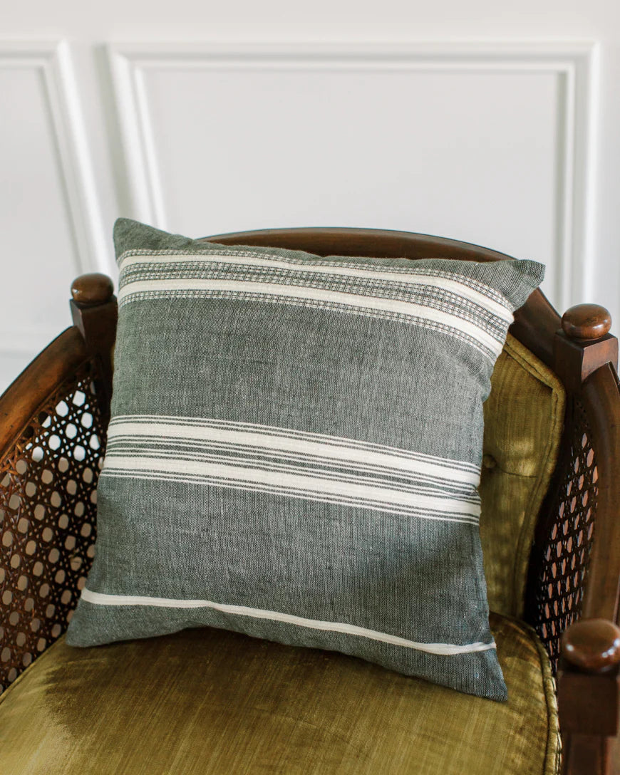 Aden Throw Pillow with insert - Grey with Natural