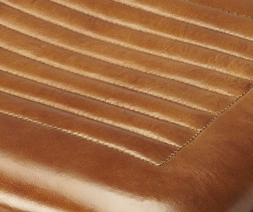 Brown Leather And Metal Counter Stool