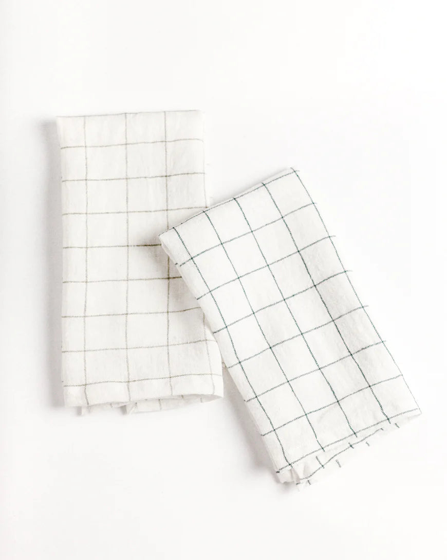 Stone Washed Linen Windowpane Napkins