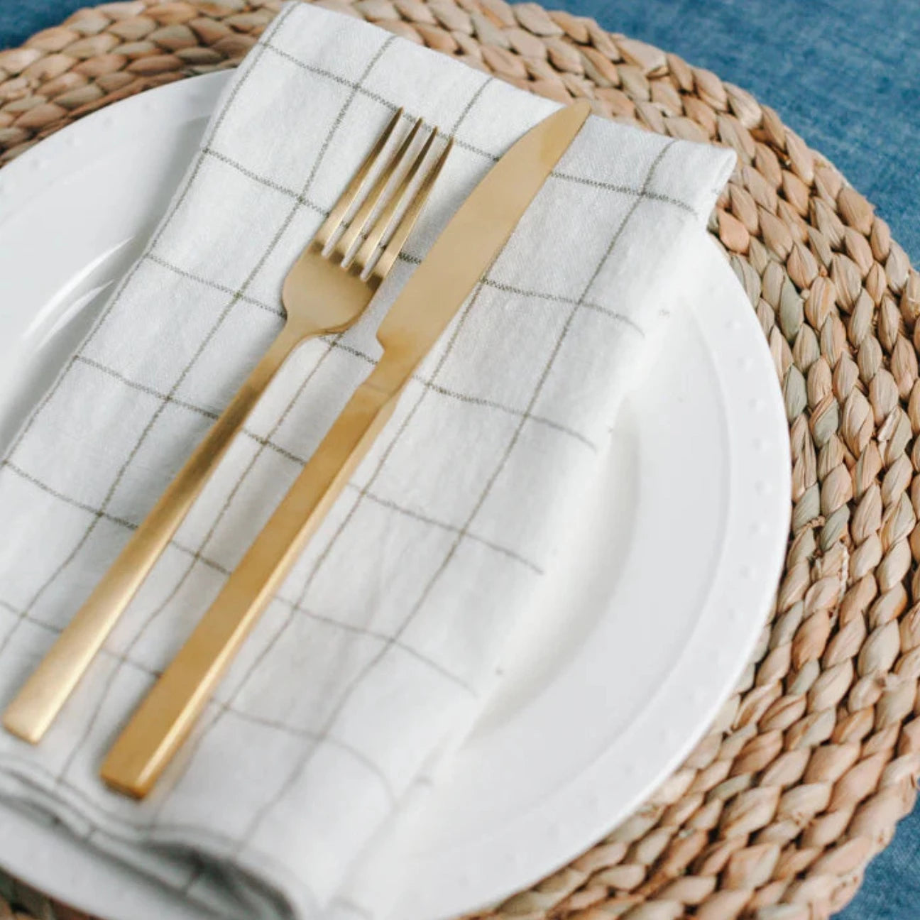 Stone Washed Linen Windowpane Napkins