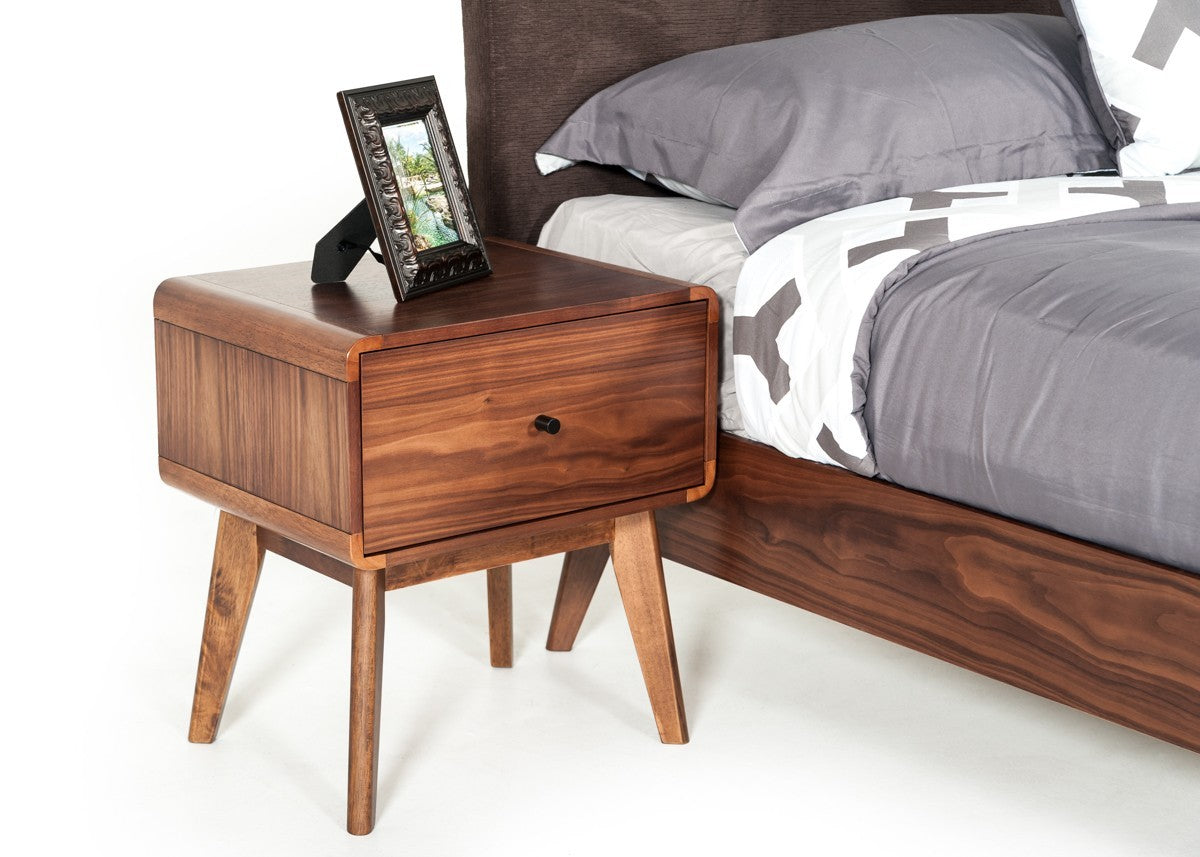 Modern Mid Century Walnut Nightstand